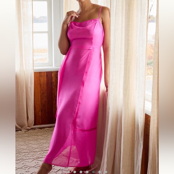 Anthropologie Dresses & Skirts - NWT Anthropologie neon berry pink sheer strappy midi dress